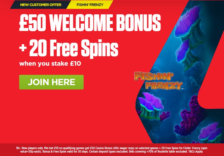 Ladbrokes Casino Promo Code £50 Welcome Bonus and 20 Free Spins